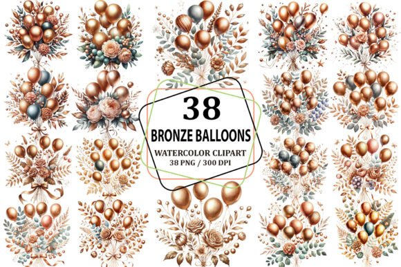 Download Watercolor Bronze Balloons Clipart PNG - Bronze Collection