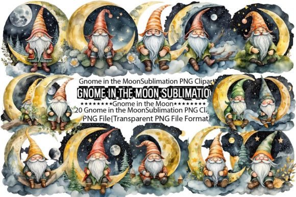 Download Gnome in the Moon Sublimation Bundle - Sublimation Collection