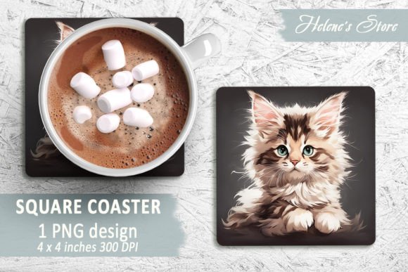 Download Cute Baby Cat Square Coaster Sublimation - Sublimation Collection