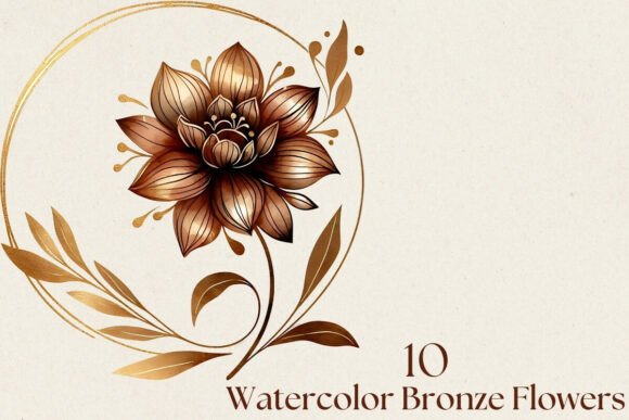 Download Watercolor Bronze Flower PNG Clipart Set - Bronze Collection