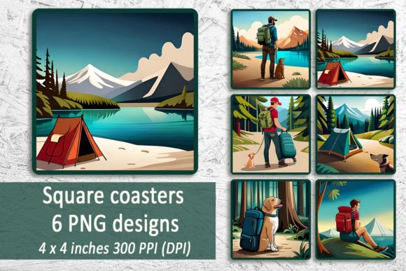 Download Camping Square Coaster Sublimation Bundl - Sublimation Collection