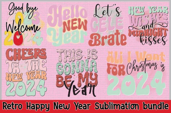 Download Retro Happy New Year Sublimation Bundle - Sublimation Collection