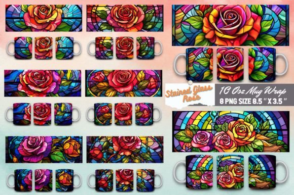 Download Stained Glass Rose 3d Mug Sublimation - Sublimation Collection