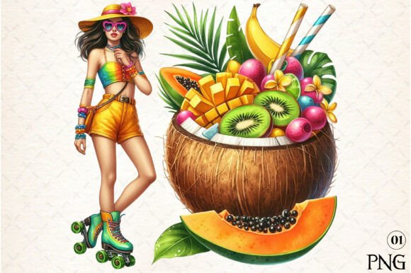 Download Watercolor Summer Coconut Sublimation - Sublimation Collection