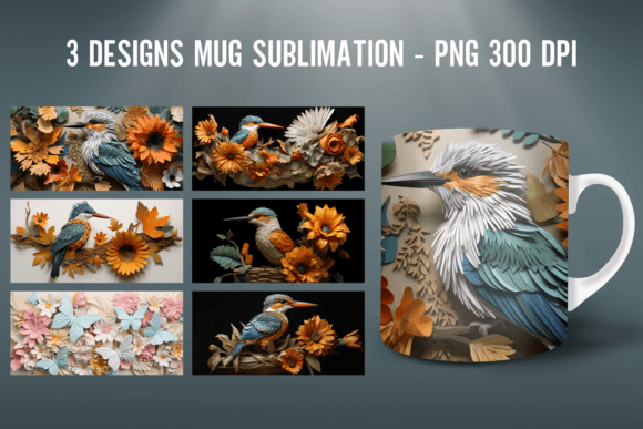 Download 3D Bird Mug Wrap Sublimation Designs - Sublimation Collection