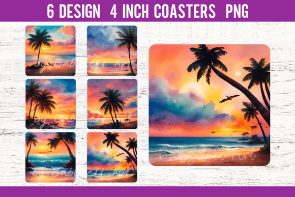 Download Beach Square Coaster Sublimation Designs - Sublimation Collection