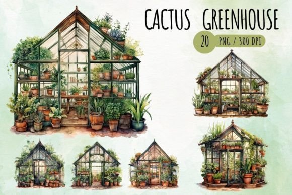 Download Watercolor Cactus Greenhouse Sublimation - Sublimation Collection