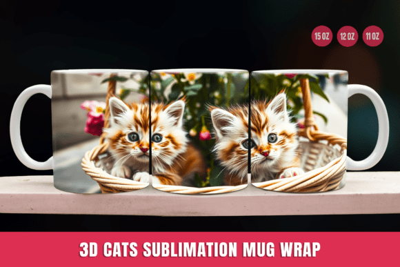 Download 3D Black Cat Sublimation Mug Wrap - Sublimation Collection