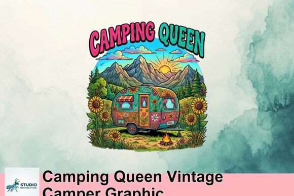 Download Camping Queen Vintage Camper Graphic - Graphic Collection