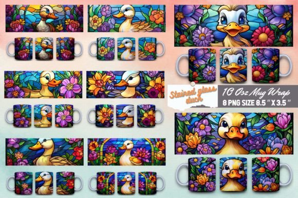 Download Stained Glass Duck 3D Mug Sublimation - Sublimation Collection