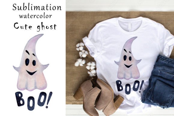 Download Sublimation Watercolor. Cute Ghost. PNG - Sublimation Collection