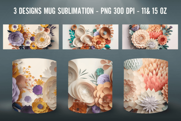 Download Flowers 3D Mug Sublimation PNG Mug Wrap - Sublimation Collection