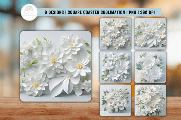 Download 3D Flowers Square Coaster Sublimation - Sublimation Collection