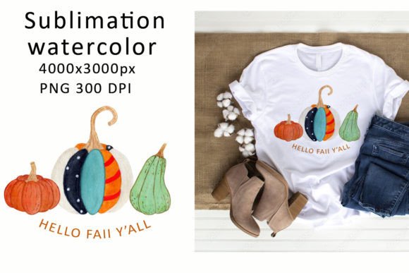 Download Sublimation Watercolor.Hello Fall Y'all - Sublimation Collection