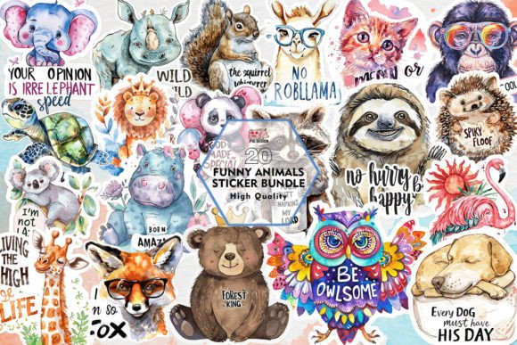 Download Funny Animals Sticker Bundle Sublimation - Sublimation Collection