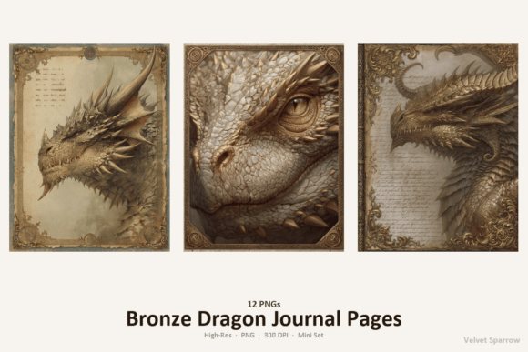 Download Bronze Dragon Journal Pages Set 12 PNG - Bronze Collection