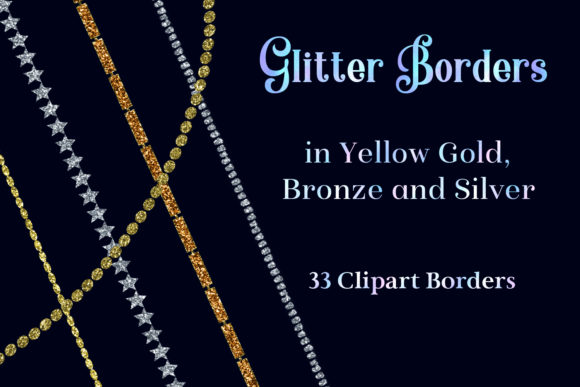 Download Glitter Borders in Yellow Gold, Bronze and Silver - 33 Clipart Borders - Bronze Collection