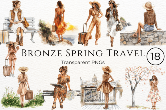 Download Bronze Spring Travel Watercolor Cliparts - Bronze Collection