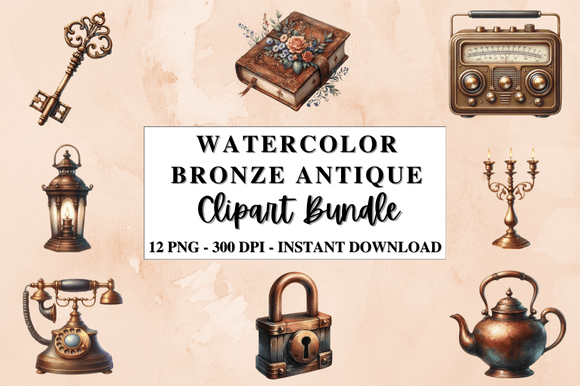 Download Watercolor Bronze Antique Clipart Bundle - Bronze Collection