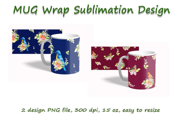 Download Flower Bird Drawing Mug Wrap Sublimation - Sublimation Collection