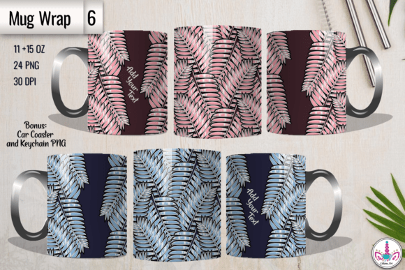 Download Palm Leaf Mug Wrap Set Summer Design - Leaf mug wrap Collection