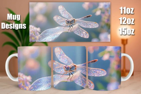 Download Glitter Dragonfly Floral Leaf Mug Wrap - Leaf mug wrap Collection
