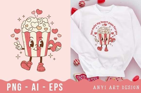 Download Retro Popcord Valentines Day Sublimation - Sublimation Collection