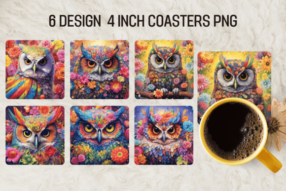 Download Owl Square Coaster Sublimation Designs - Sublimation Collection