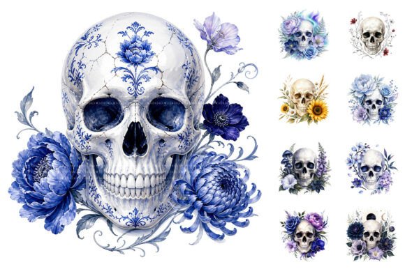 Download Watercolor Floral Skulls Sublimation PNG - Sublimation Collection