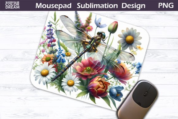 Download Dragonfly Floral Mousepad Sublimation - Sublimation Collection