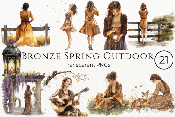 Download Bronze Spring Outdoor Watercolor Clipart - Bronze Collection