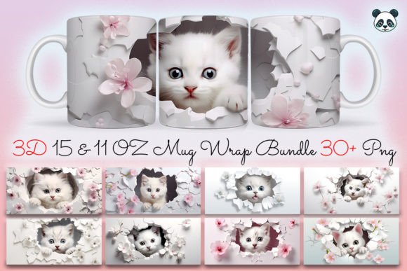 Download 3D Cat Sublimation Mug Wrap Bundle - Sublimation Collection