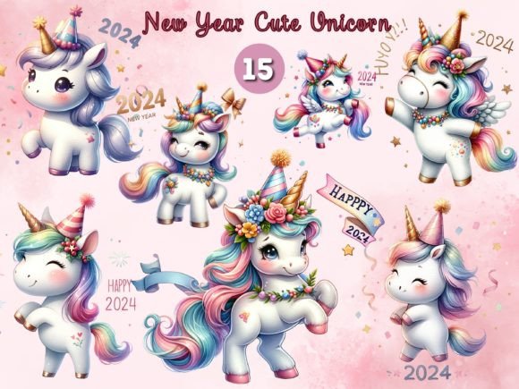 Download Watercolor Unicorn New Year Sublimation - Sublimation Collection