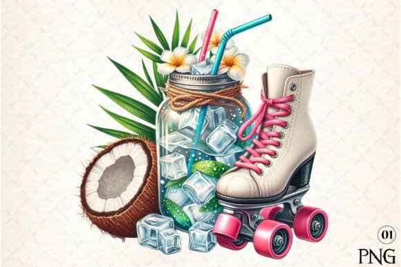 Download Watercolor Summer Coconut Sublimation - Sublimation Collection