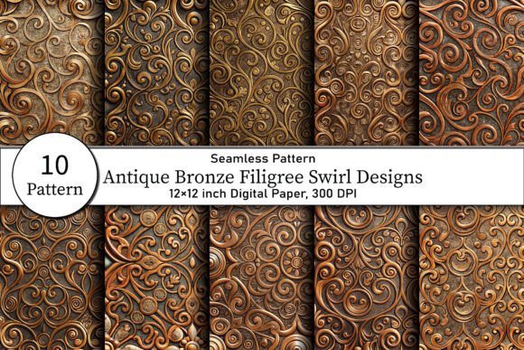 Download Antique Bronze Filigree Swirl Designs - Bronze Collection