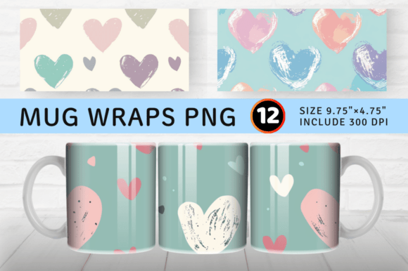 Download Cute Pastel Hearts Mug Wrap Sublimation - Sublimation Collection