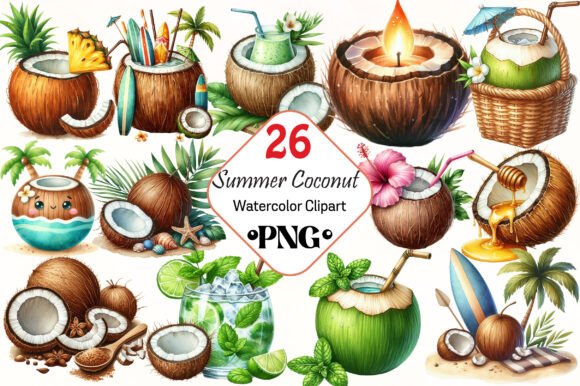 Download Summer Coconut Sublimation Clipart - Sublimation Collection