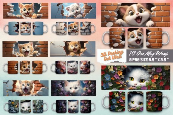 Download Peeking out Wall 3D Mug Sublimation - Sublimation Collection