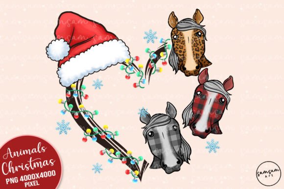 Download Christmas Heart Horse Sublimation - Sublimation Collection