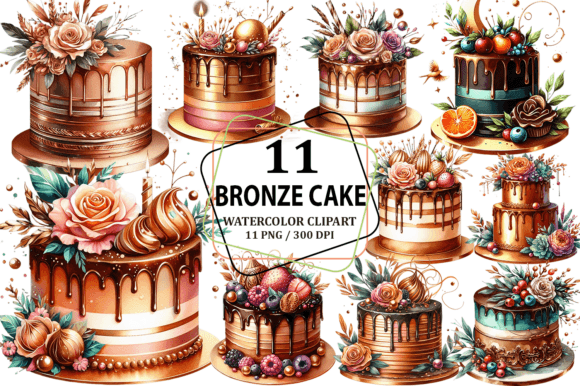 Download Watercolor Bronze Cake Clipart PNG - Bronze Collection