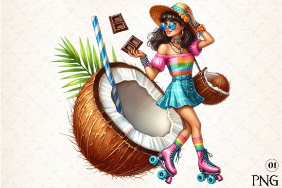 Download Watercolor Summer Coconut Sublimation - Sublimation Collection