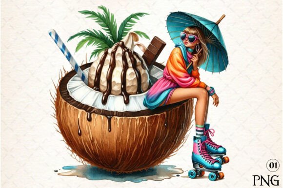Download Watercolor Summer Coconut Sublimation - Sublimation Collection