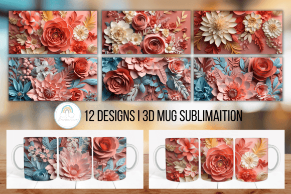 Download Flowers 3D Mug Sublimation Wrap - Sublimation Collection