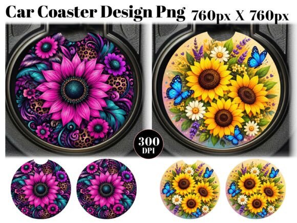 Download Sunflower Car Coaster PNG Sublimation - Sublimation Collection