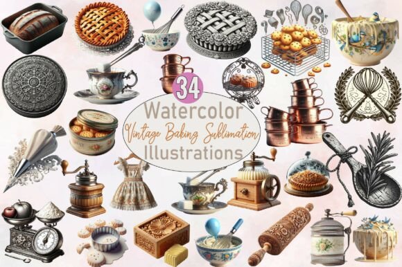 Download Vintage Baking Sublimation Clipart - Sublimation Collection