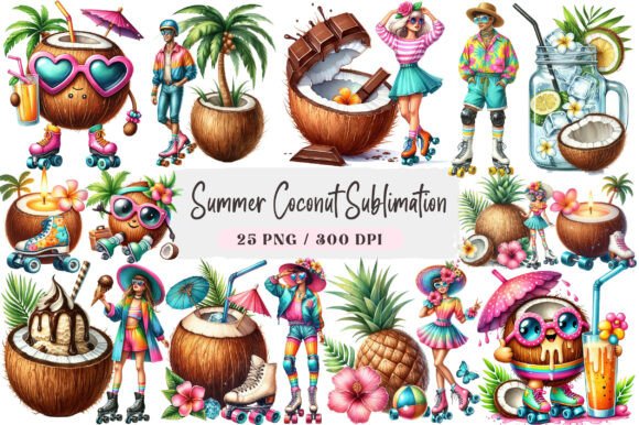 Download Watercolor Summer Coconut Sublimation - Sublimation Collection
