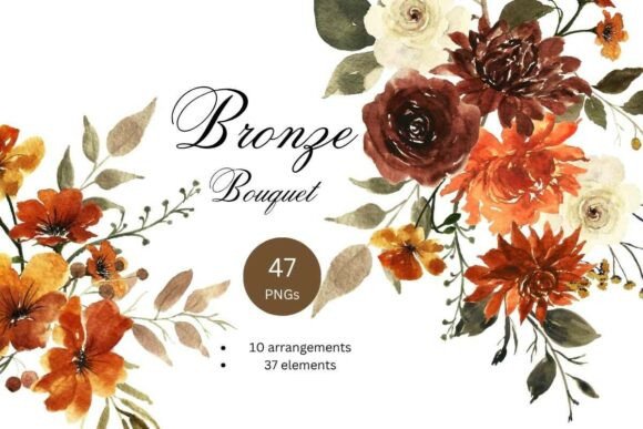 Download Bronze Fall Bouquet and Wreath PNGs - Bronze Collection
