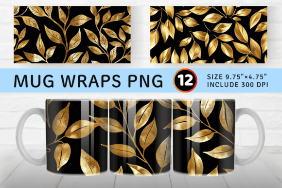 Download Gilded Gold Leaf Mug Wrap Sublimation De - Leaf mug wrap Collection