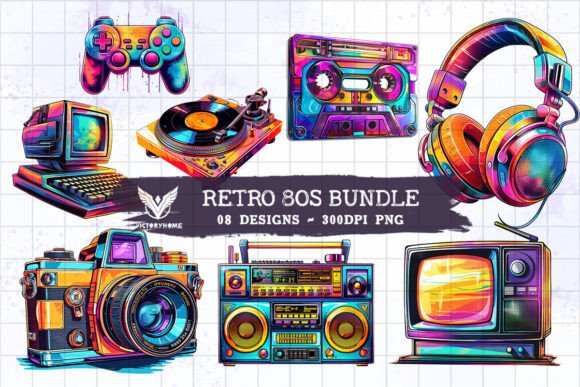 Download Retro 80s Bundle Sublimation Clipart - Sublimation Collection